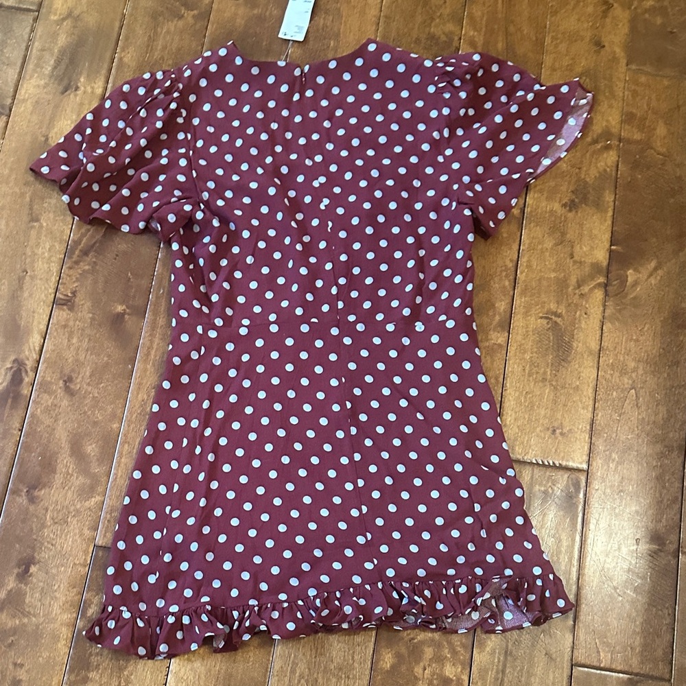 NWT size L Urban Outfitters Burgundy Polka‎ Dot Dress - Picture 2 of 4
